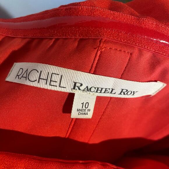 Rachel Roy Scarlet Red Pleated Strapless Formal Cocktail Mini Dress Sz 10 - Picture 7 of 8